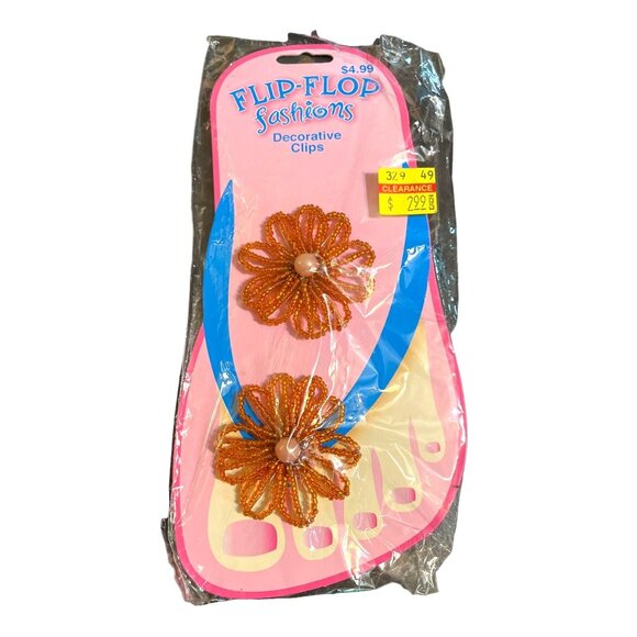 New Flip Flop Fashions Decorative Clips Lot of 3 Flowers Butterfly - Picture 3 of 5